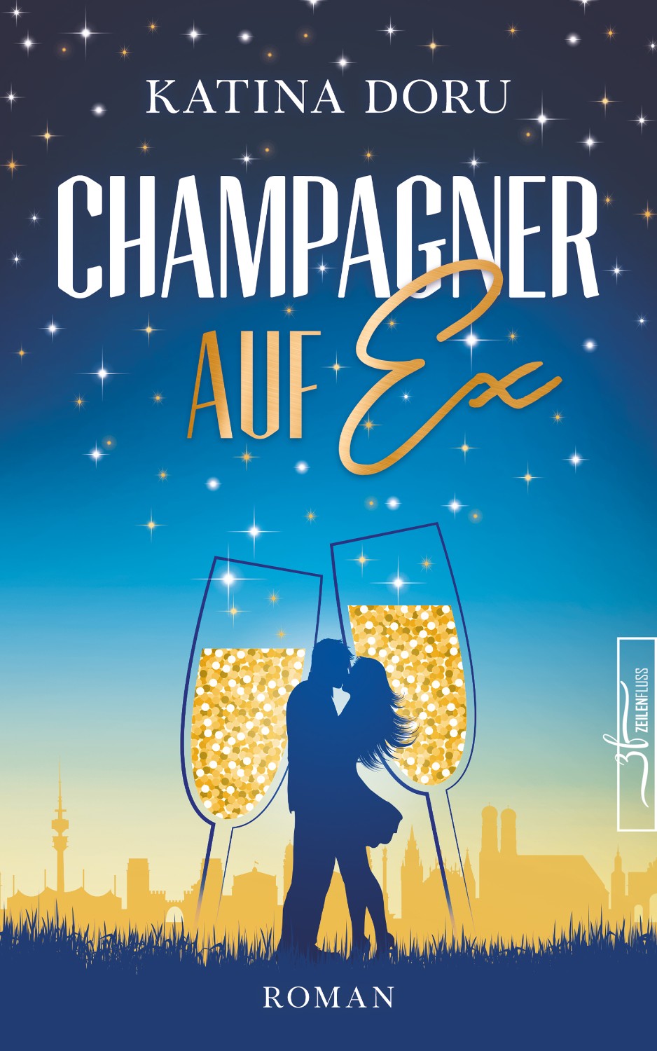 Buchcover Design Liebesroman Champagner auf Ex von Katina Doru