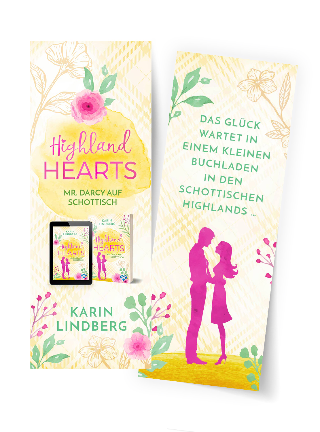 Lesezeichen Liebesroman Highland Hearts Mr. Darcy auf Schottisch von Karin Lindberg