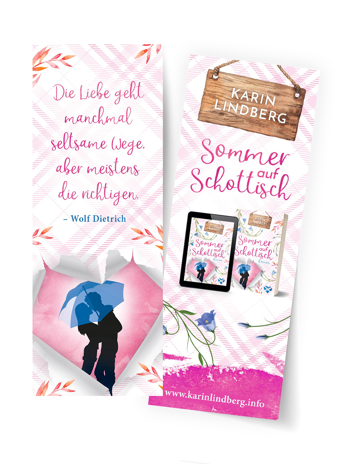 Lesezeichen Liebesroman Sommer auf Schottisch von Karin Lindberg