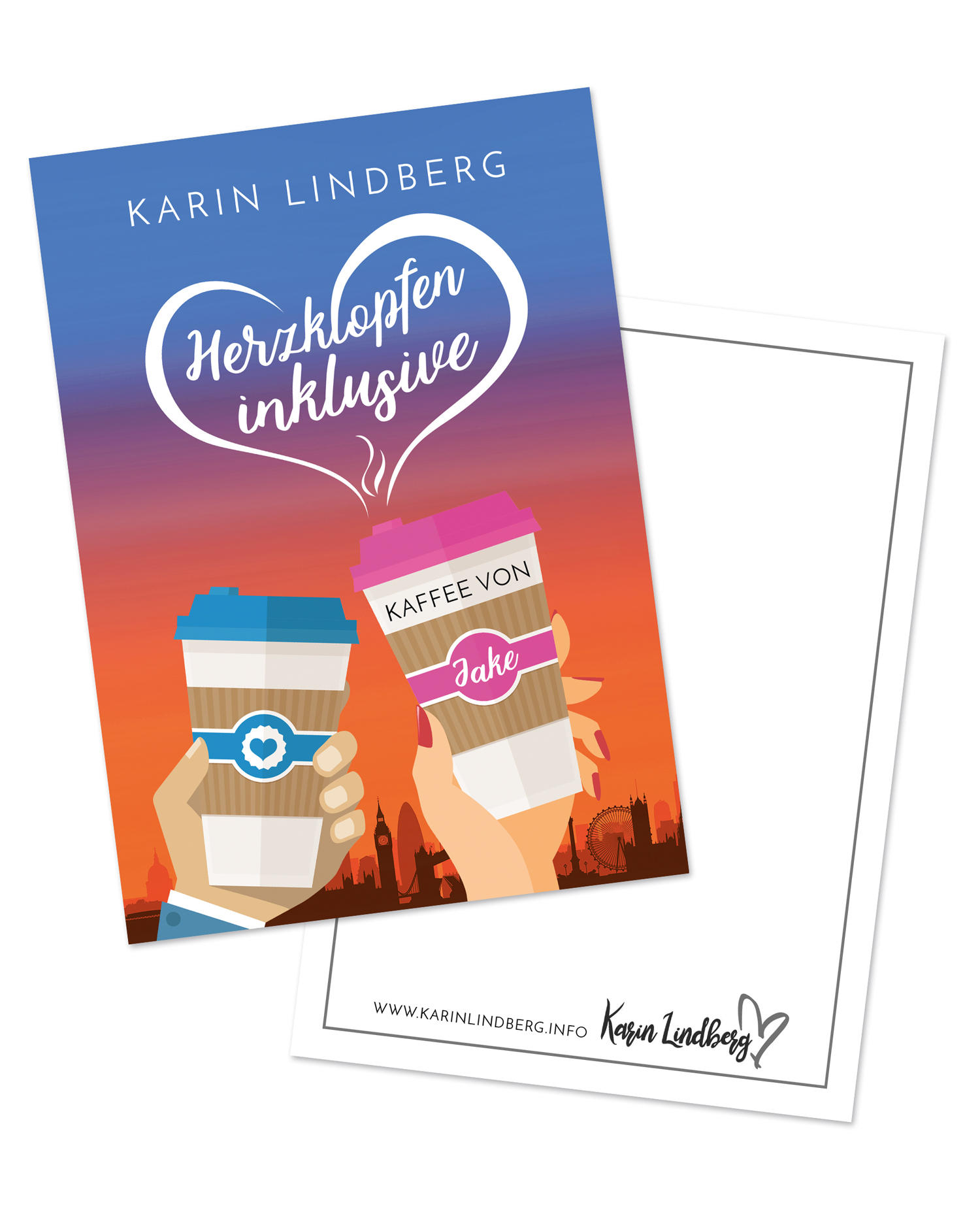 Postkarte Liebesroman Herzklopfen inklusive von Karin Lindberg